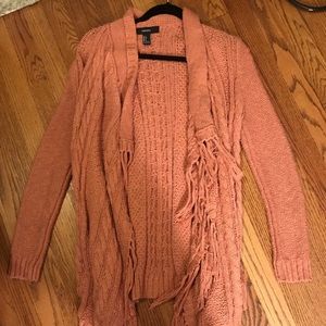 Long pink boho cardigan